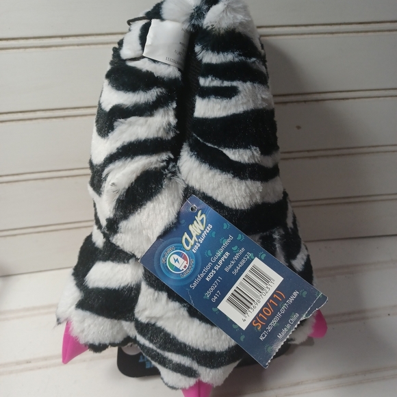Claws zebra stripe Plush light up Slippers Girl  Size  10/11 with tags Halloween - Picture 2 of 5